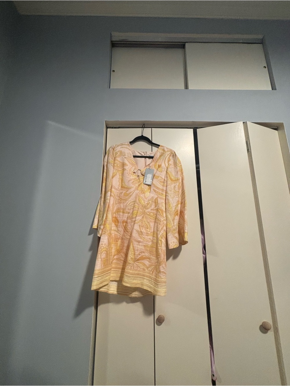 ANTONIO MELANI Pink and Yellow Paisley Keyhole Dress